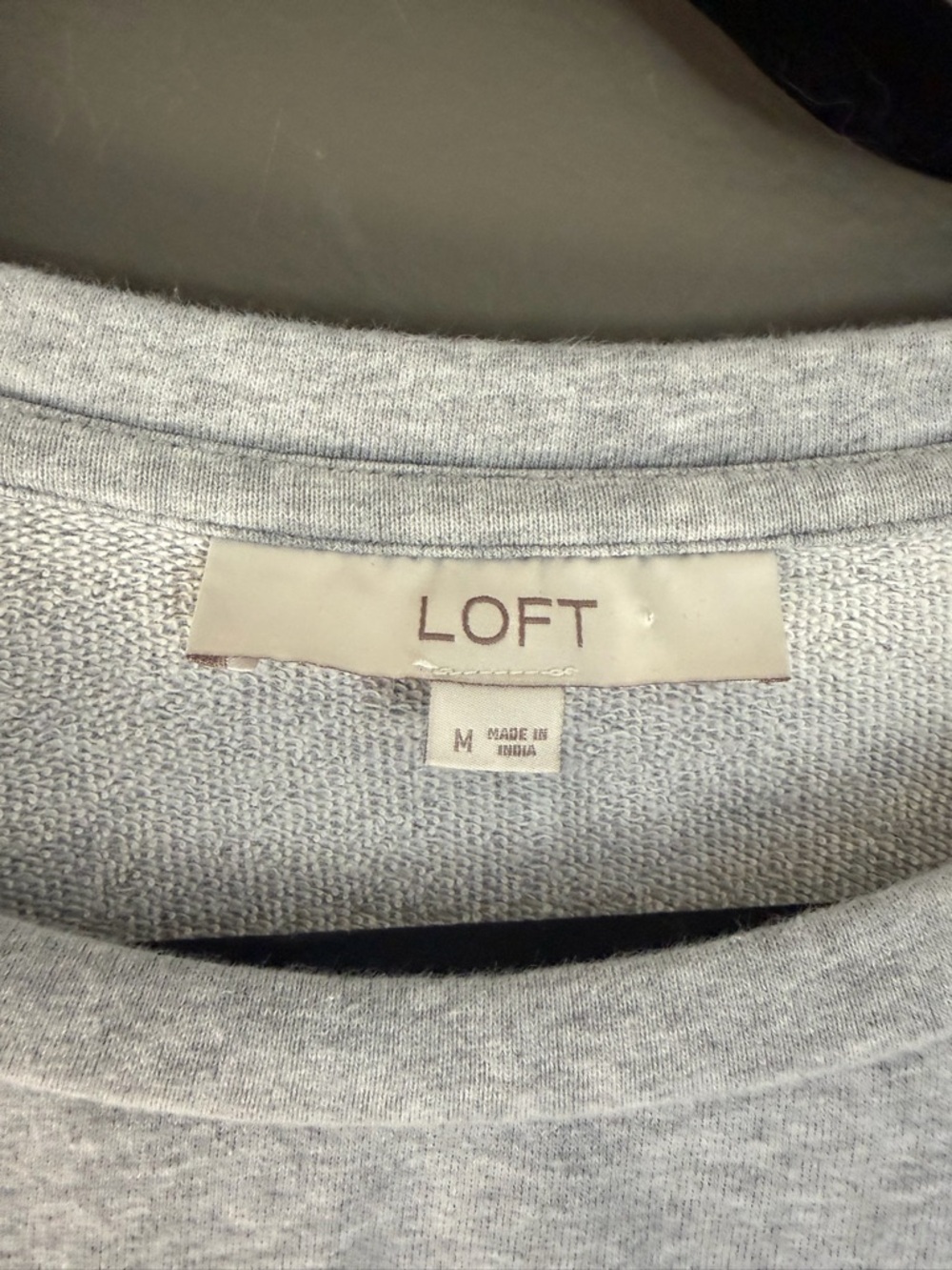 LOFT Light Gray Crewneck Sweatshirt with Rhinestone Accents - Picture 3 of 5